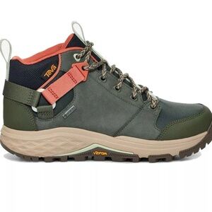 Teva Men's Mid-Top Hiking Shoe in Olive Green and Coral